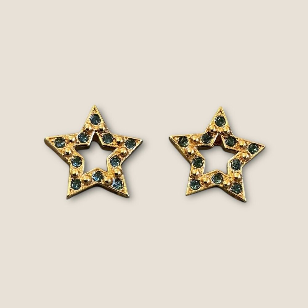 Avon Christmas  Sparkling Star Blue Rhinestone Stud Earr